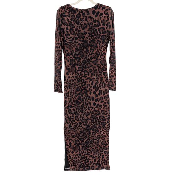 Womens Leopard Print Bodycon Mobwife Office Siren Sexy Ruched Maxi Dress Large - Picture 8 of 8